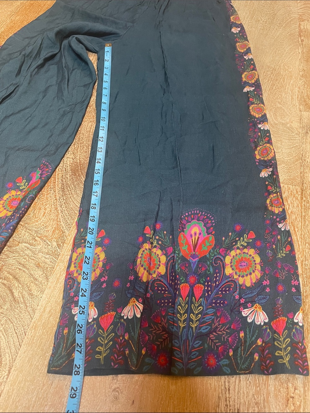 NATURAL LIFE Navy Wide-Leg Pants with Colorful Floral Border - Picture 8 of 9